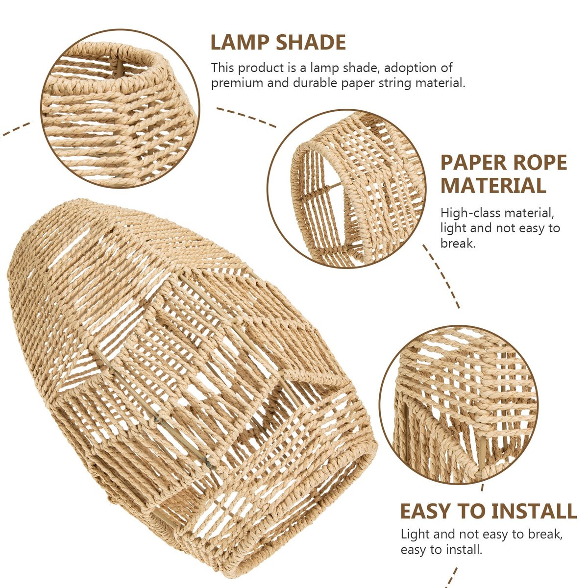 Lamp Shade Light Pendant Lampshade Rattan Woven Cover Shades Ceiling Chandelier Wicker Hanging Table Floor Decorative