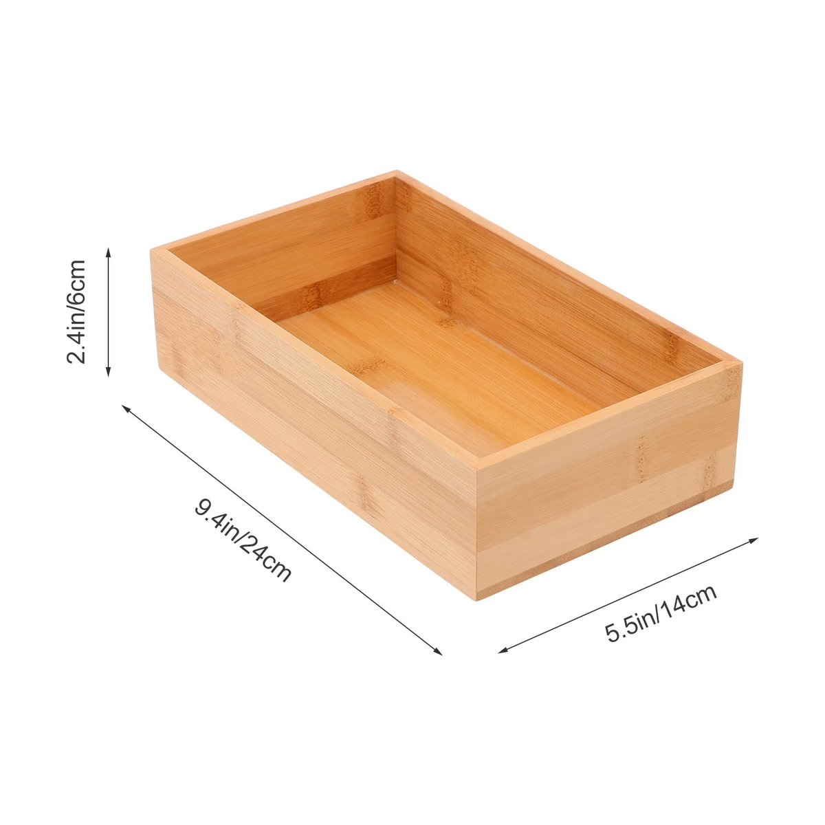 Organizer Storage Tray Box Bamboo Kitchen Cutlery Wood Bin Drawer Silverware Utensil Sundries Storing Open Bins Wooden