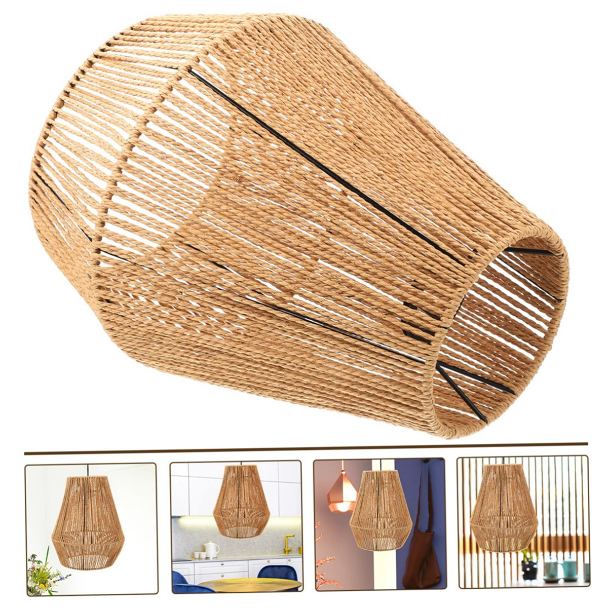 Woven Chandelier Shade Rattan Lampshade for Home Table Lamp Lampshade Bedside Table Lamp Manual Paper Rope