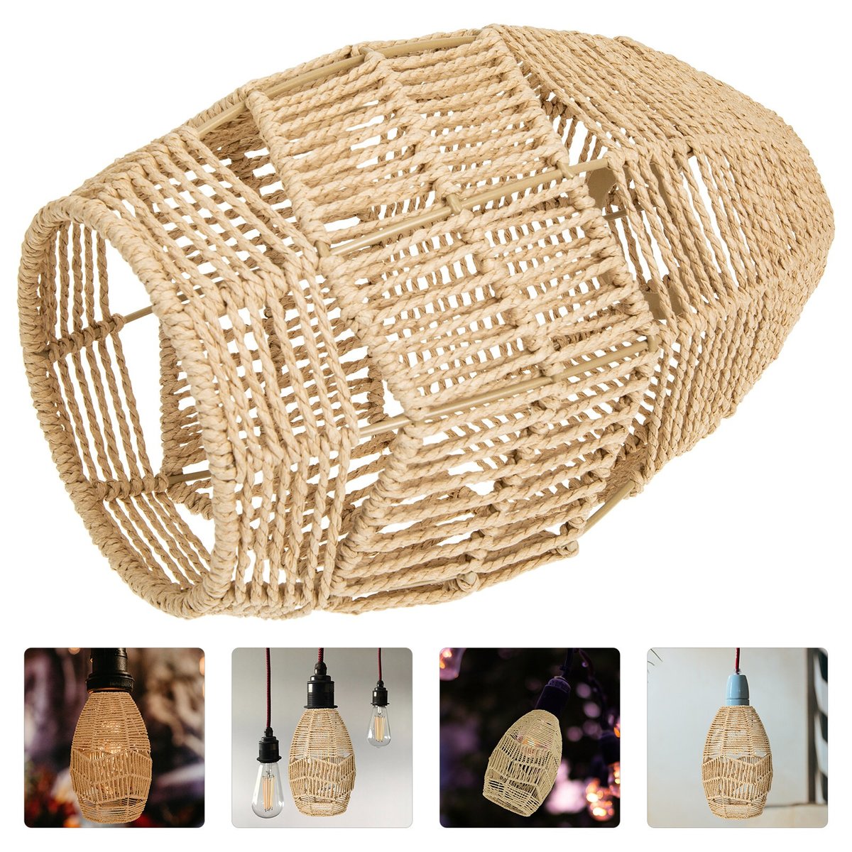 Lamp Shade Light Pendant Lampshade Rattan Woven Cover Shades Ceiling Chandelier Wicker Hanging Table Floor Decorative